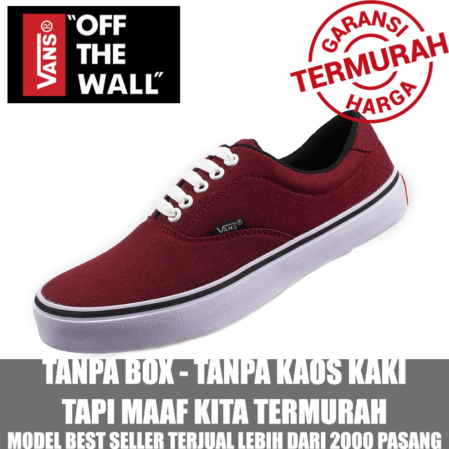 DISKON SETENGAH HARGA SEPATU VANS MAROON MURAH TANPABOX