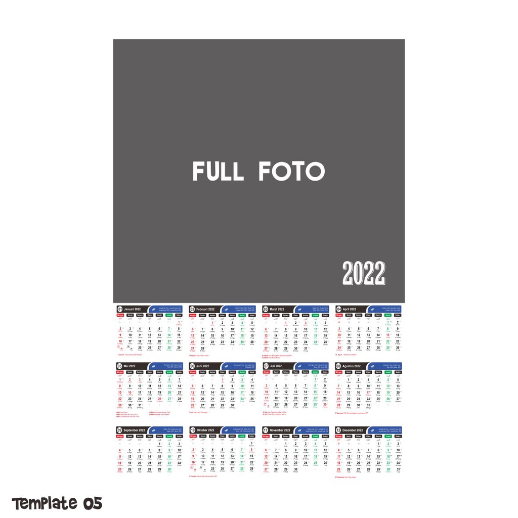 Jual KALENDER DINDING CUSTOM 32 X 48 CM ART KARTON 260 GR PERLEMBAR ...