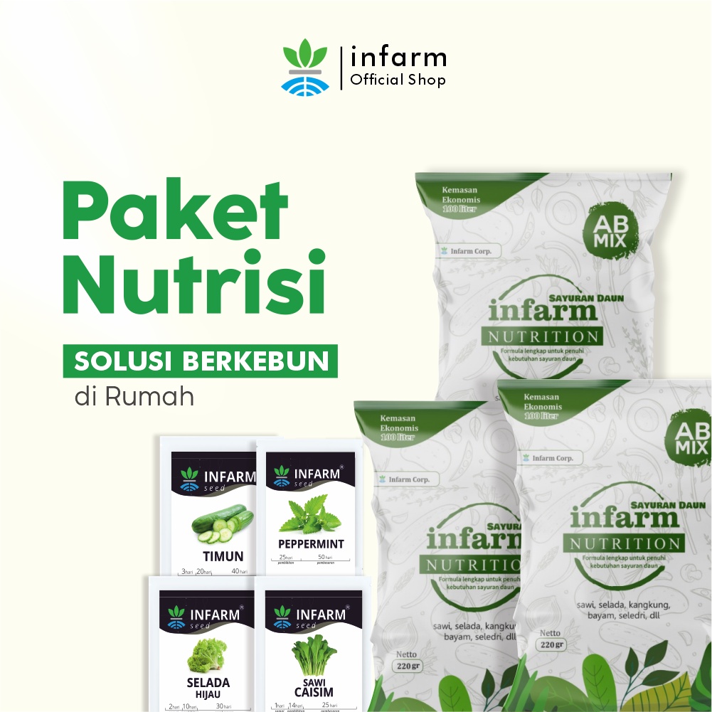 Jual INFARM - Paket Nutrisi AB Mix Sayuran Daun Buah + Benih Sayuran ...