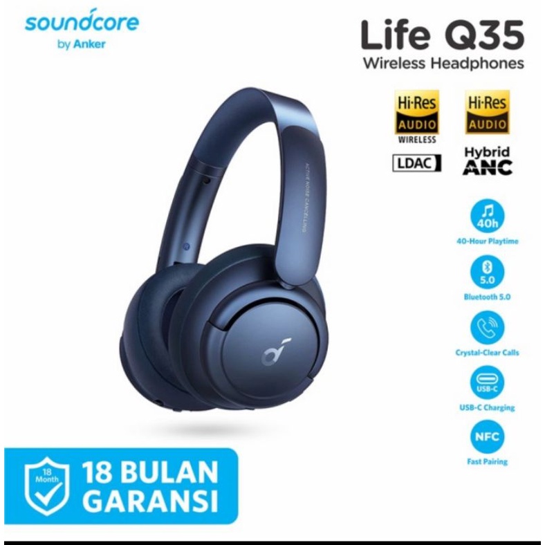 Jual Anker A3027 Soundcore Life Q35 Hybrid ANC Wireless Bluetooth
