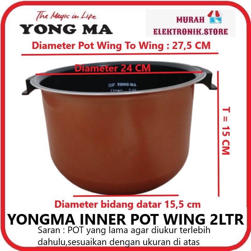 Jual Panci Teflon Inner Pot Magic Com Yong Ma 2 Liter Wing Original Eco ...