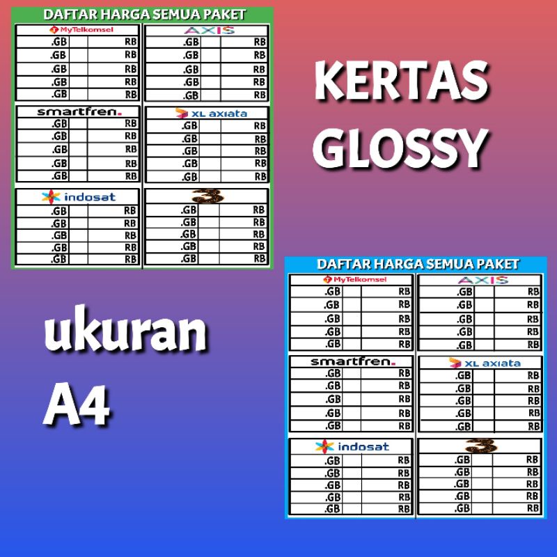 Jual DAFTAR HARGA PAKET DATA SEMUA OPERATOR D7F8 | Shopee Indonesia