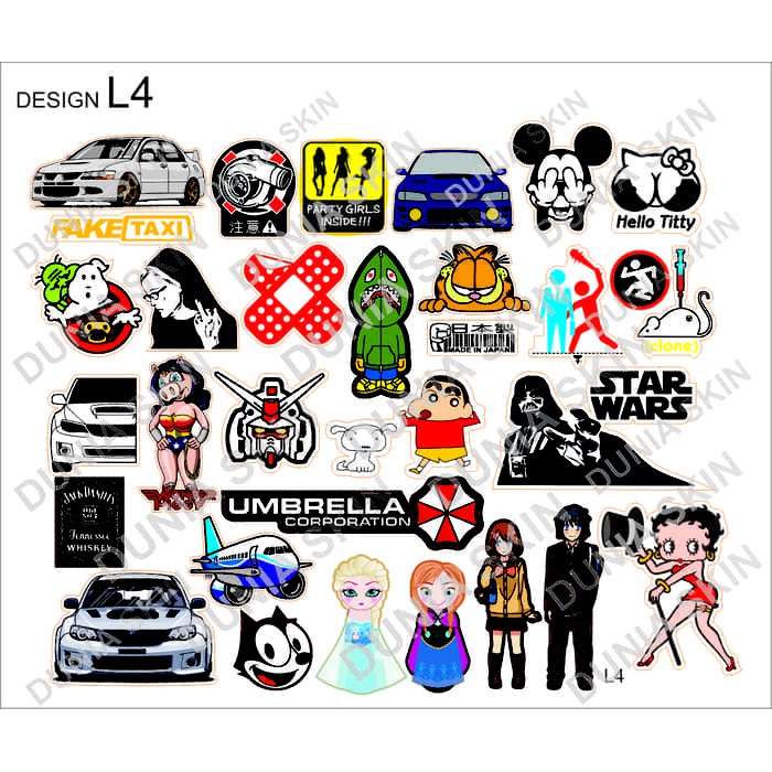 Jual Stiker koper Travel Label Design L4 Famous Movie CAR CARTOON ...