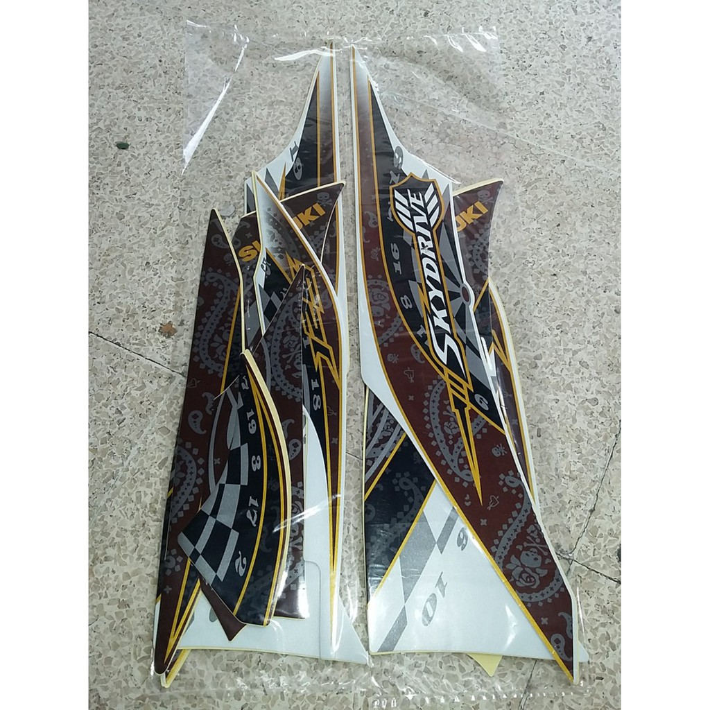 Jual Stiker striping skydrive 2013 putih motif angka panah | Shopee