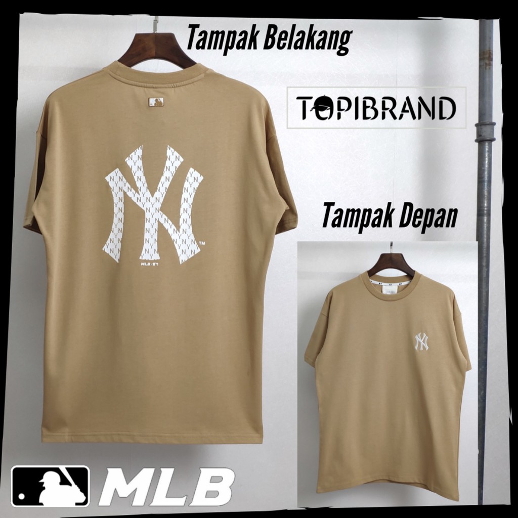 pakaian atasan kaos MLB-Korean Tshirt NY Big Logo In White sz XS