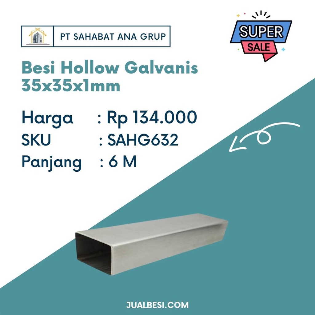 Jual Besi Hollow Galvanis 35x35x1 Mm Shopee Indonesia 6114