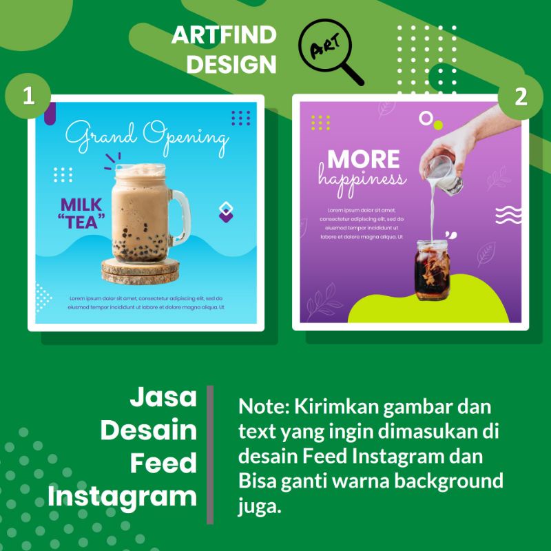 Jasa desain Post Konten Feed IG Instagram Satuan Murah Kekinian Tema Tea Part 1