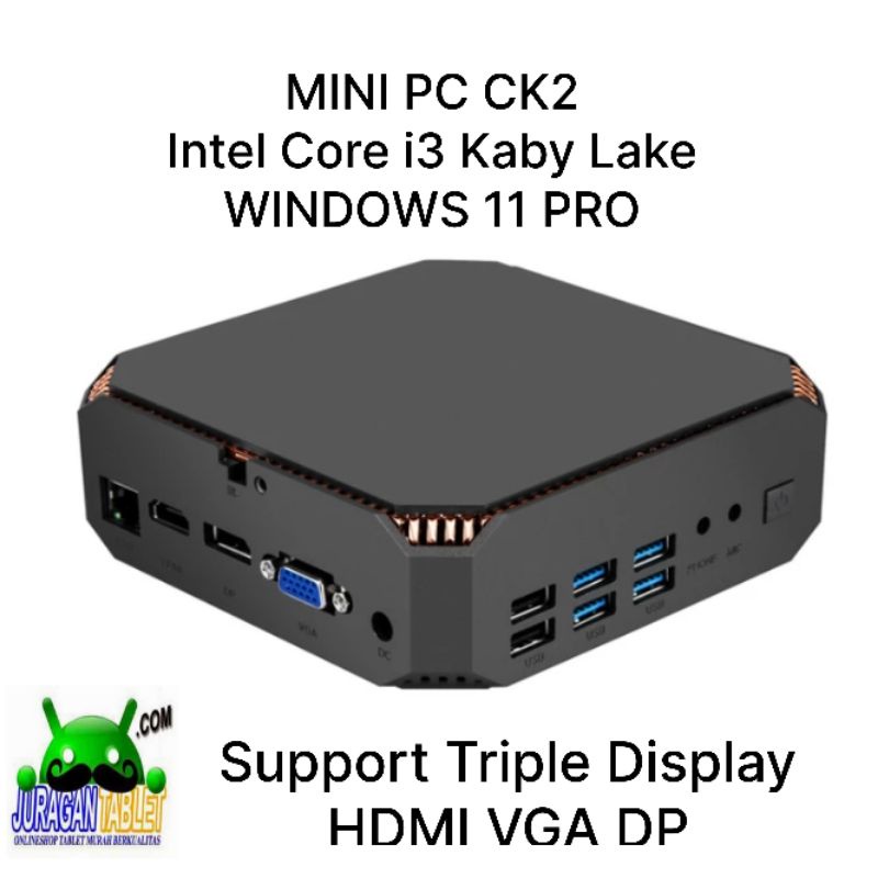 Mini PC CK2 Intel Core i3 7100U 12/512GB Triple Display HDMI VGA DP 4K WiFi SSD Windows 11 Pro