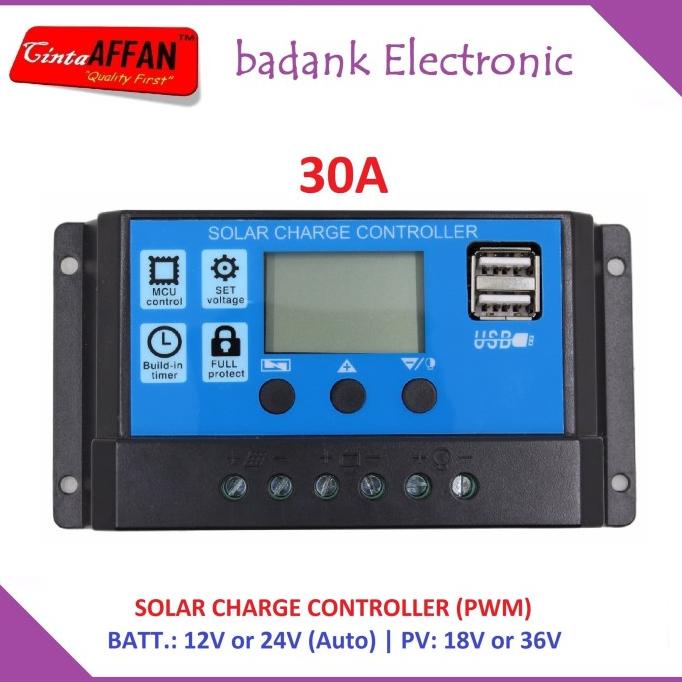 Jual [30A] PWM Solar Charge Controller 12V 24V 30A with LCD 30 A ...