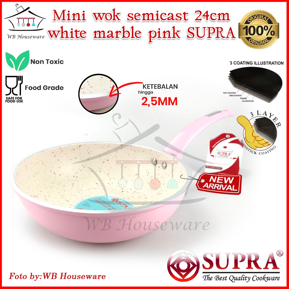 Jual New Panci Supra Mini Wok Cm White Marble Pastel Pink Panci Masak Sayur Anti Lengket