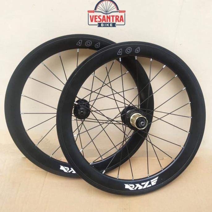 Jual Raze Wheelset 406 Velg Rim Sepeda Lipat 20 inch Model Vbrake Black ...