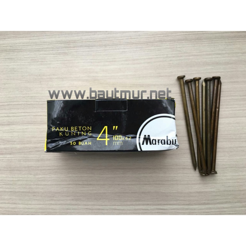 Jual (50pcs) MARABU Paku Beton 10 cm - Paku Beton Kuning 4 inch ...