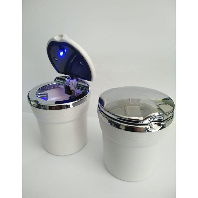 Jual ASBAK MOBIL LED CAR ASHTRAY ASBAK ROKOK PORTABLE PUTIH CHROME