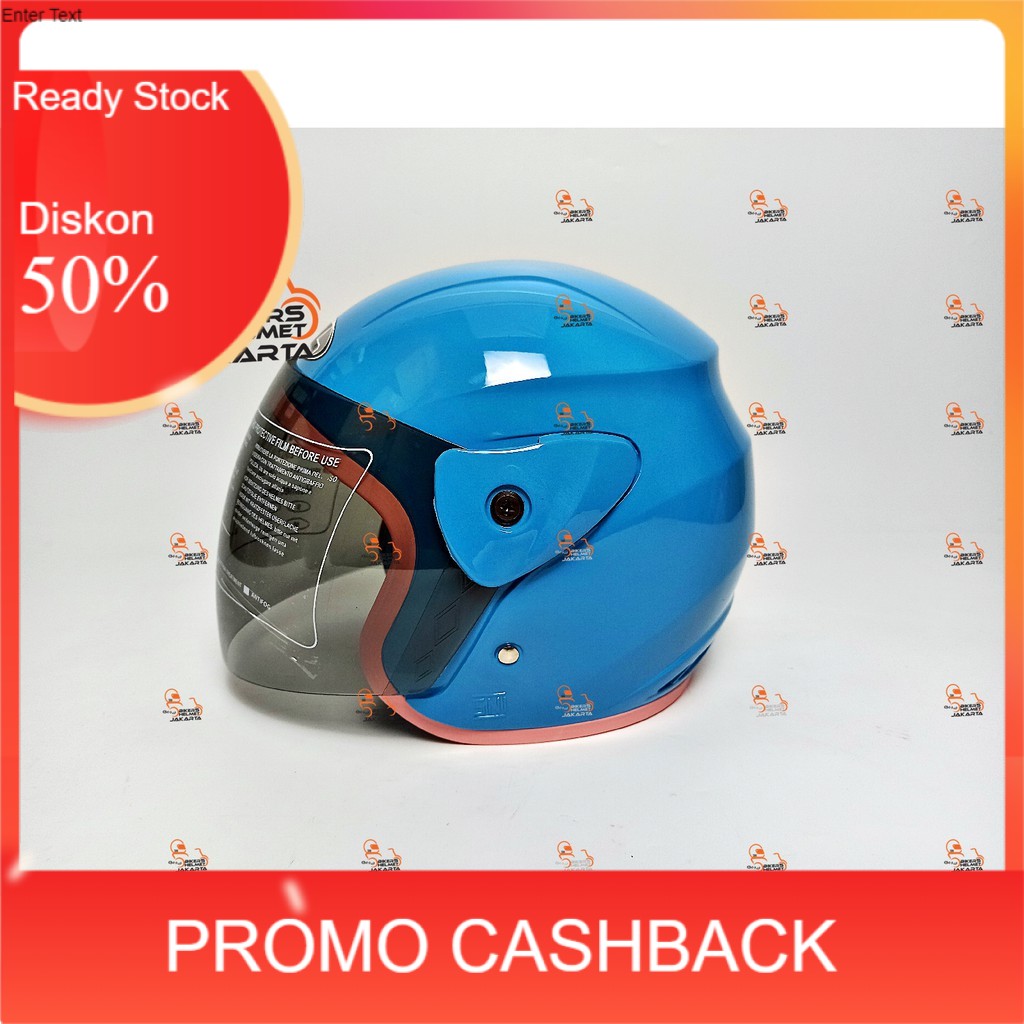 Jual 3.3 EVOLUTION HELM HELEM POLOS SEA BLUE HALF FACE MODEL GM EVO