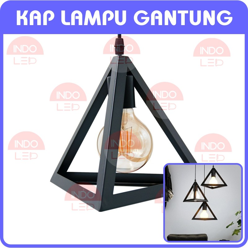 Jual Kap Lampu Gantung Hias Minimalis Segitiga Dekorasi Rumah Fitting ...