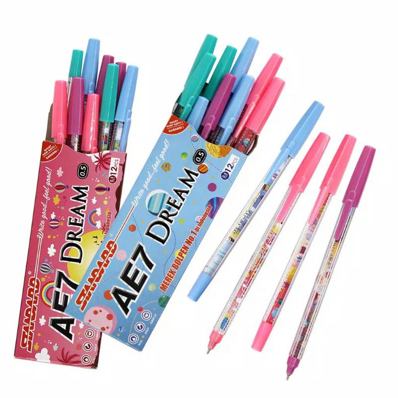 Jual 1 LSN / 12 PCS Pena Ballpen Pulpen STANDARD AE7 DREAM | Shopee ...