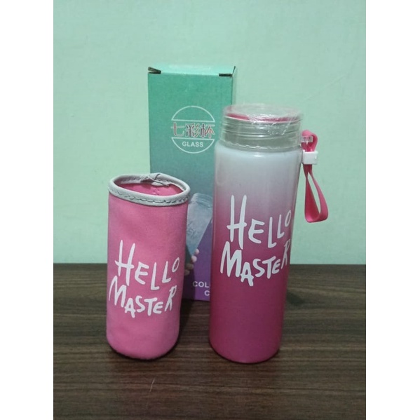 Jual Botol Minum Hello Master Kaca + Pouch | Shopee Indonesia