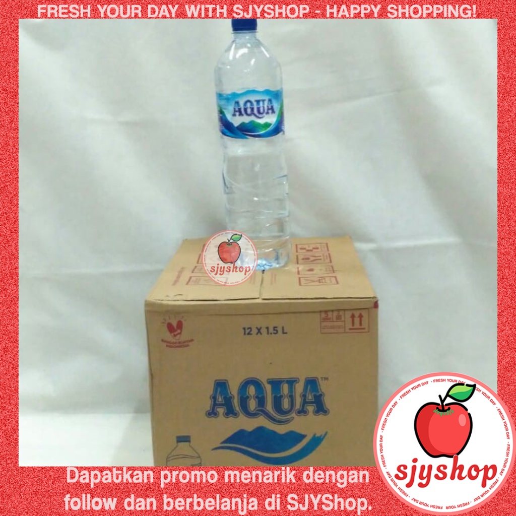Jual Aqua Botol 1500ml 15 Liter Air Mineral 1 Dus Isi 12 Pcs Produk Hemat Sjyshop 0118