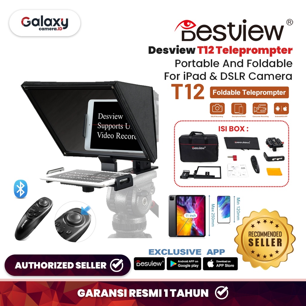 Jual Desview T12 Portable And Foldable Teleprompter For iPad & DSLR ...