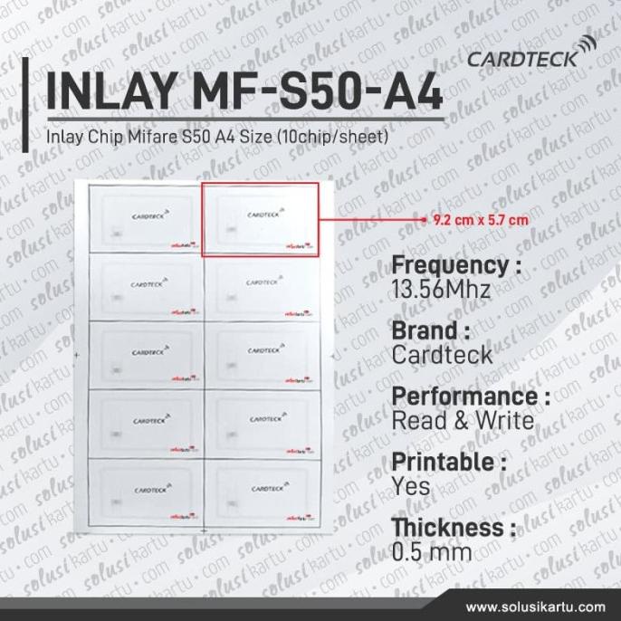 Jual RFID 13 56MHz MF S50 1KB INLAY A4 10 CHIP BAHAN CETAK KARTU SMART CARD Shopee Indonesia