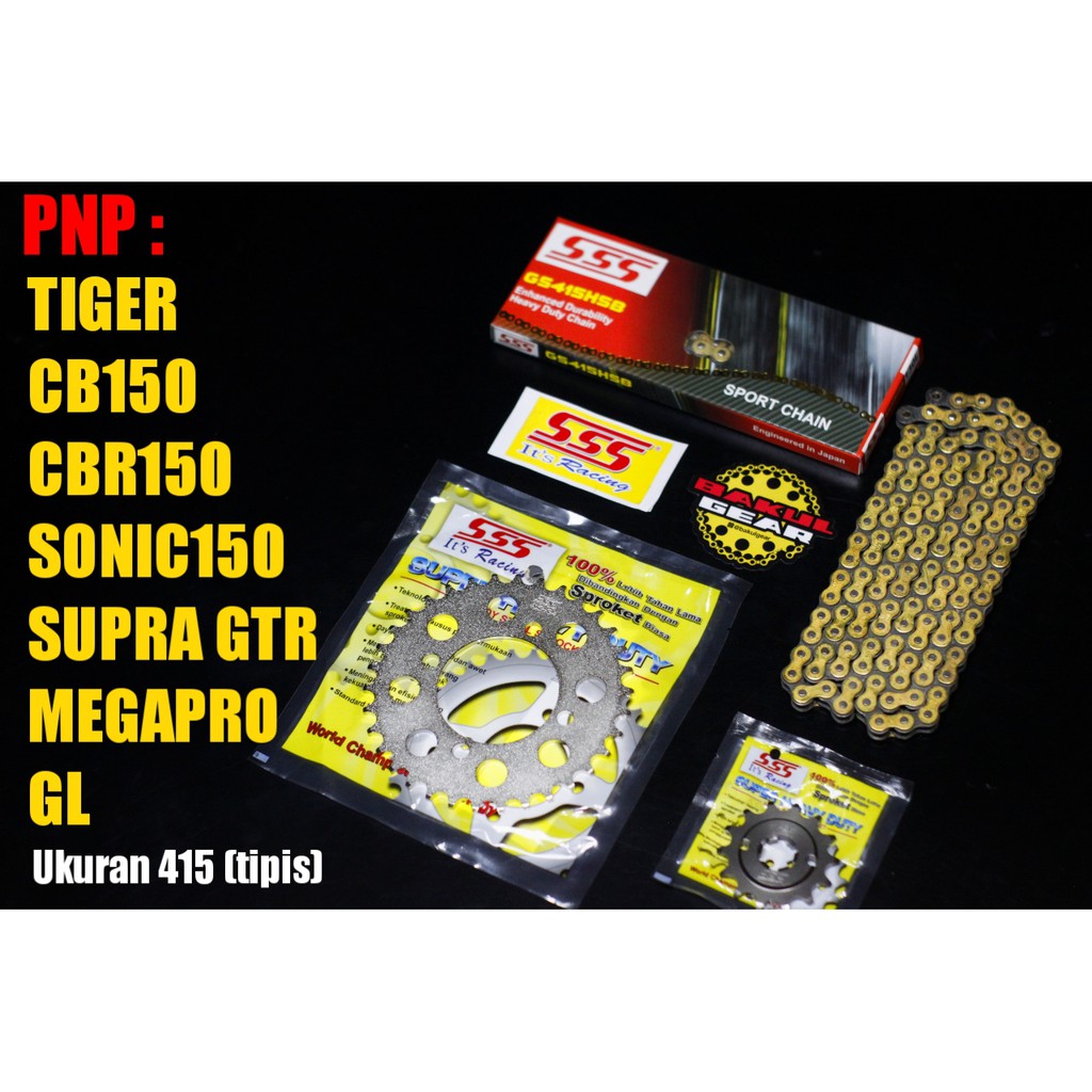Jual Gear set sss Tiger CB150R CBR 150R CB CBR Megapro Sonic 150 150r GL Verza Supra GTR ukuran