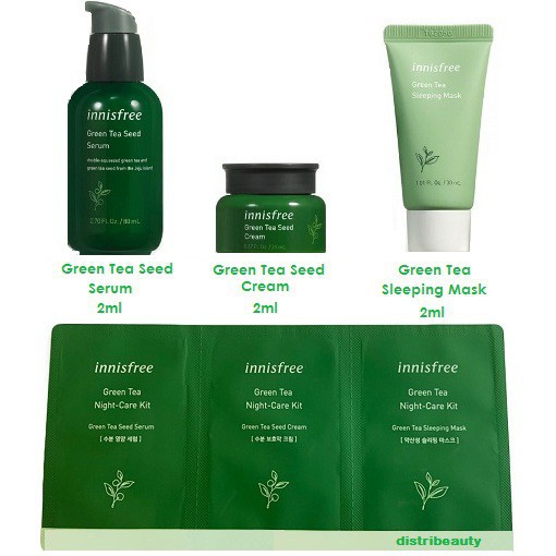 Jual INNISFREE Green Tea Night Care Kit (3 pouch x 2ml Sample Sachet ...