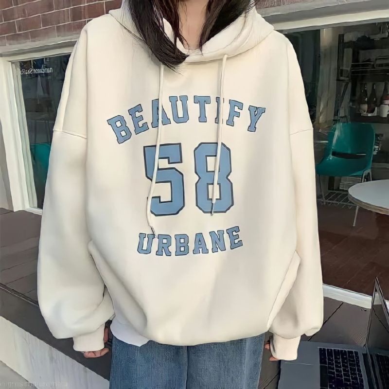 COD BEUTIFY 58 HOODIE SWEATER OVERSIZE WANITA KOREA SWEATER HOODIE OVERSIZE KOREAN NSTYLE FLEECE TEBAL HALUS KEKINIAN