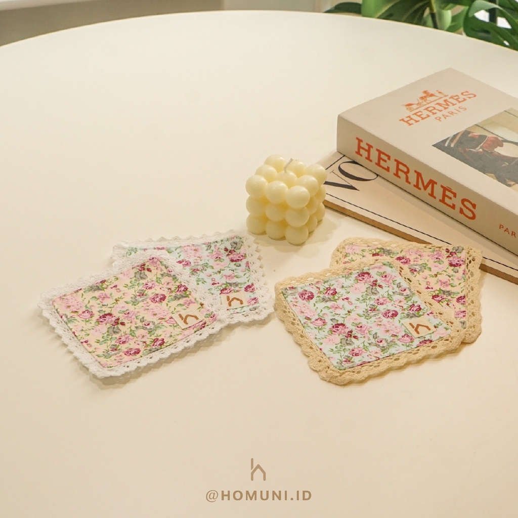 Jual Coaster Kain Floral Bunga Bunga Rendatatakan Gelasalas Gelas Property Foto Minuman 7493