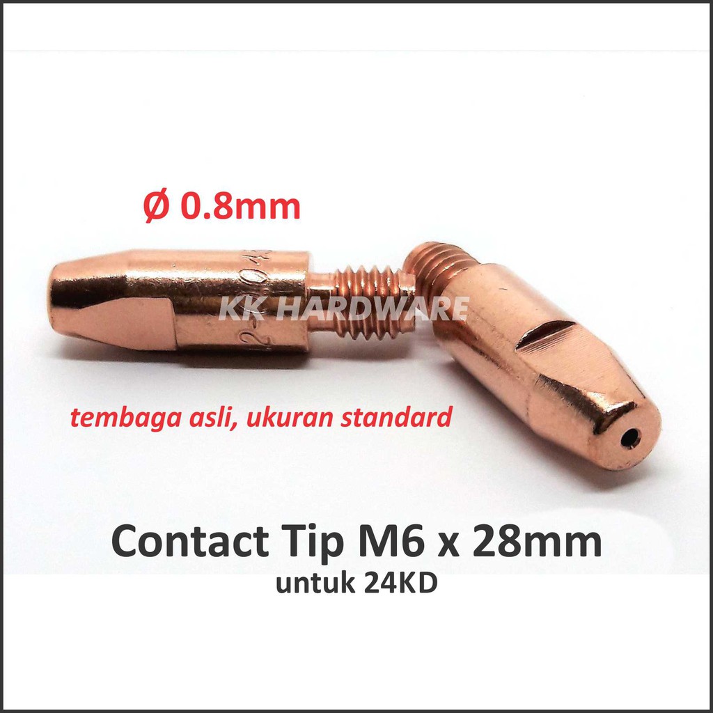 Jual Contact Tip 0.8mm M6x28mm Type Binzel Euro Kontak Tip Stang Mig
