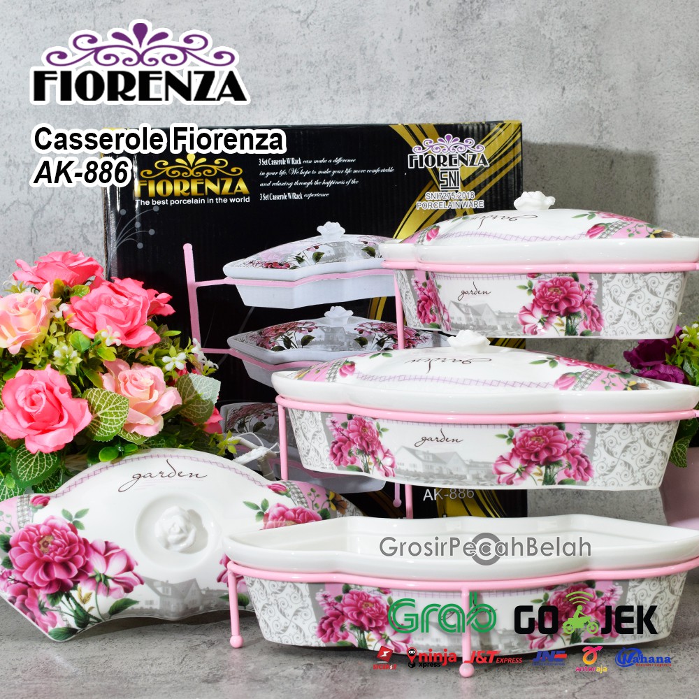 Jual Wadah Saji Basi Casserole Rak Susun Tingkat Keramik Fiorenza AK ...