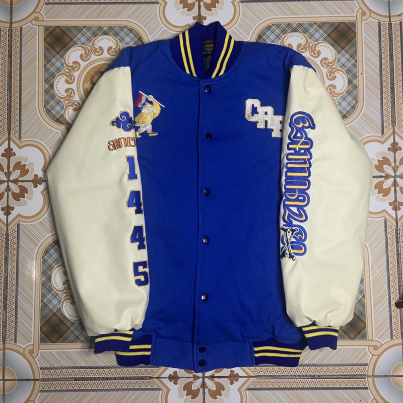 Jual VARSITY JACKET ANOM OFFICIAL BLUE CREAM ORIGINAL murah Shopee Indonesia