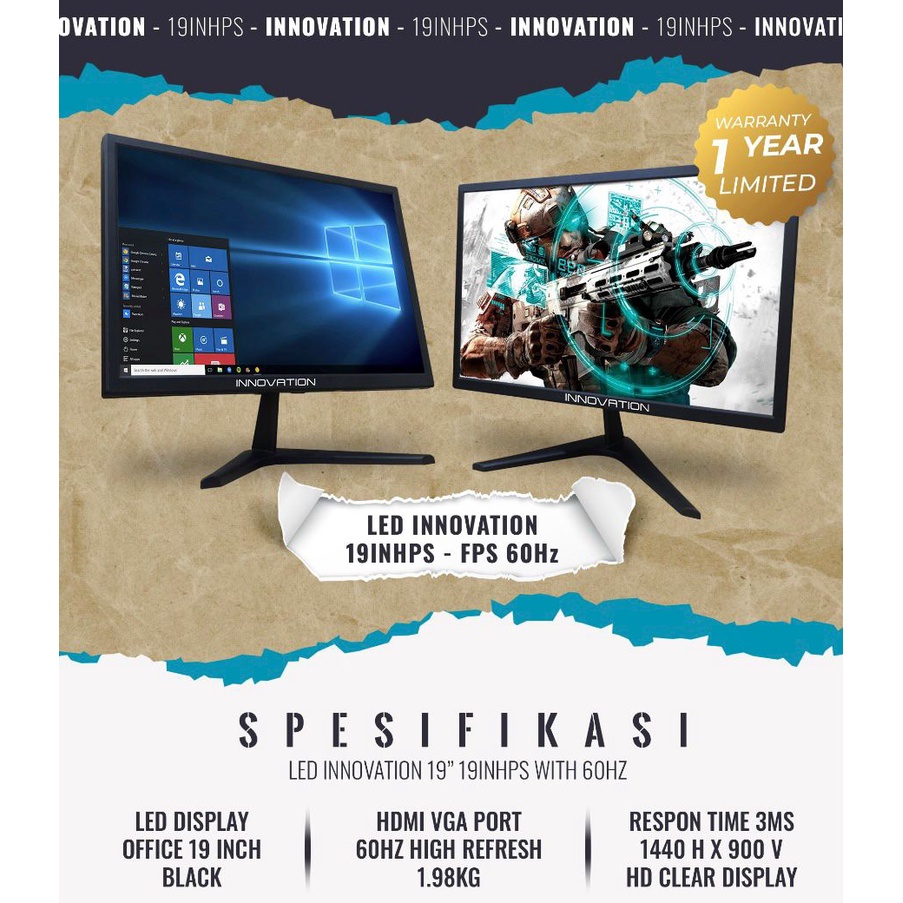 Jual MONITOR LCD LED INNOVATION 19INHPS DISPLAY 19