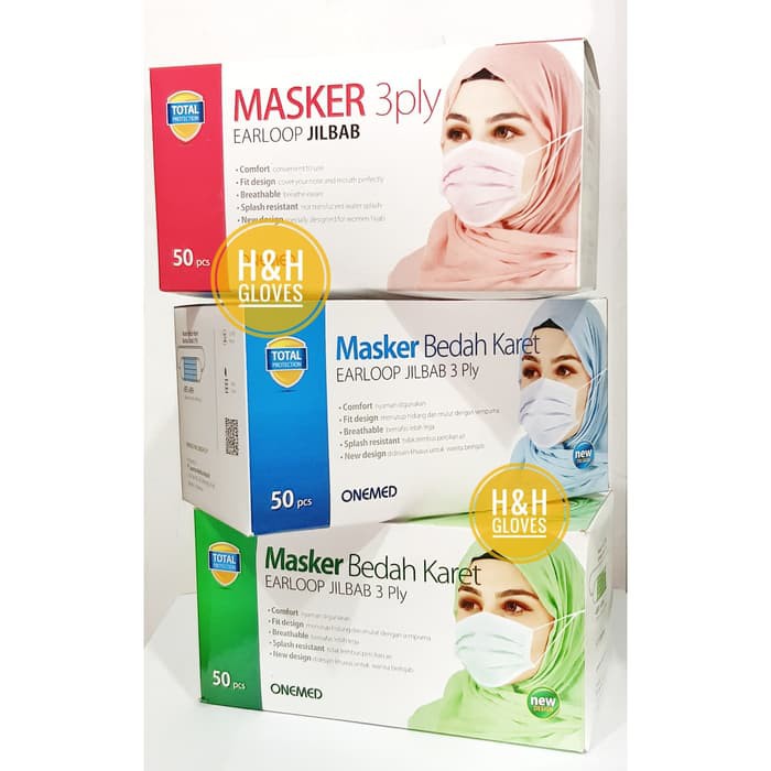 Jual Masker Jilbab / Masker Headloop 3 ply / Masker JIlbab 3ply ...