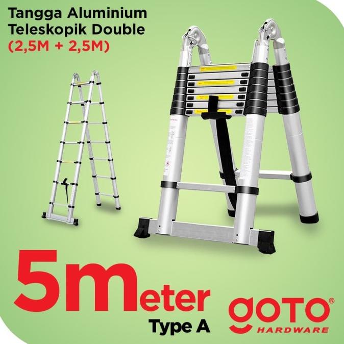 Jual Tangga Lipat Aluminium Teleskopik 5M Double Telescopic Ladder 5 ...