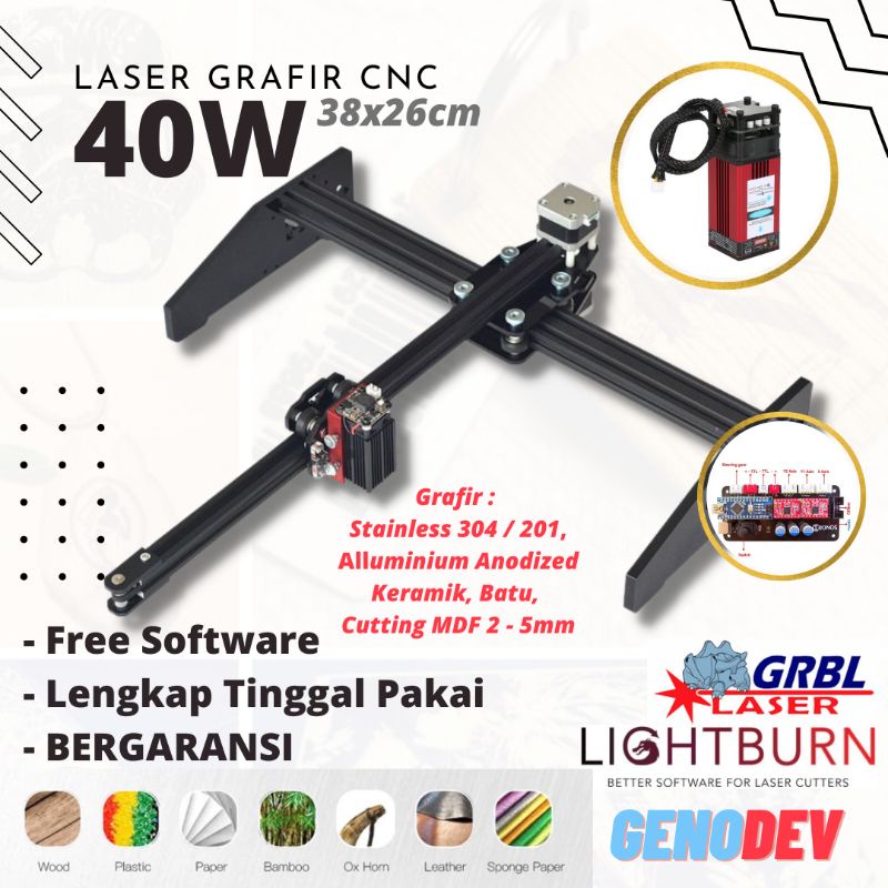 Jual Mesin CNC 40W Laser Engrave Printer 3D Laser Grafir Portable DIY ...