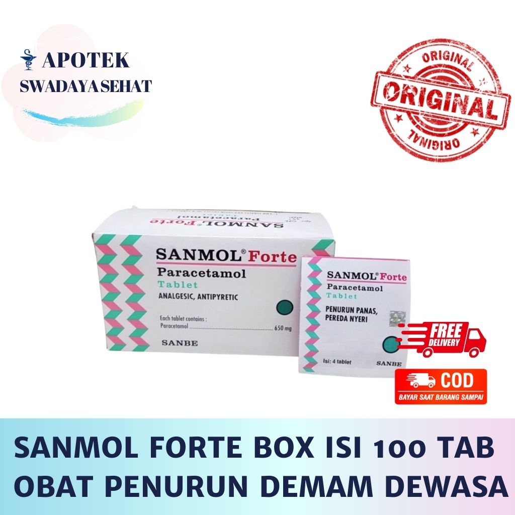 Jual Sanmol Forte Box 25 Strip Obat Demam Parasetamol Anti Nyeri 100