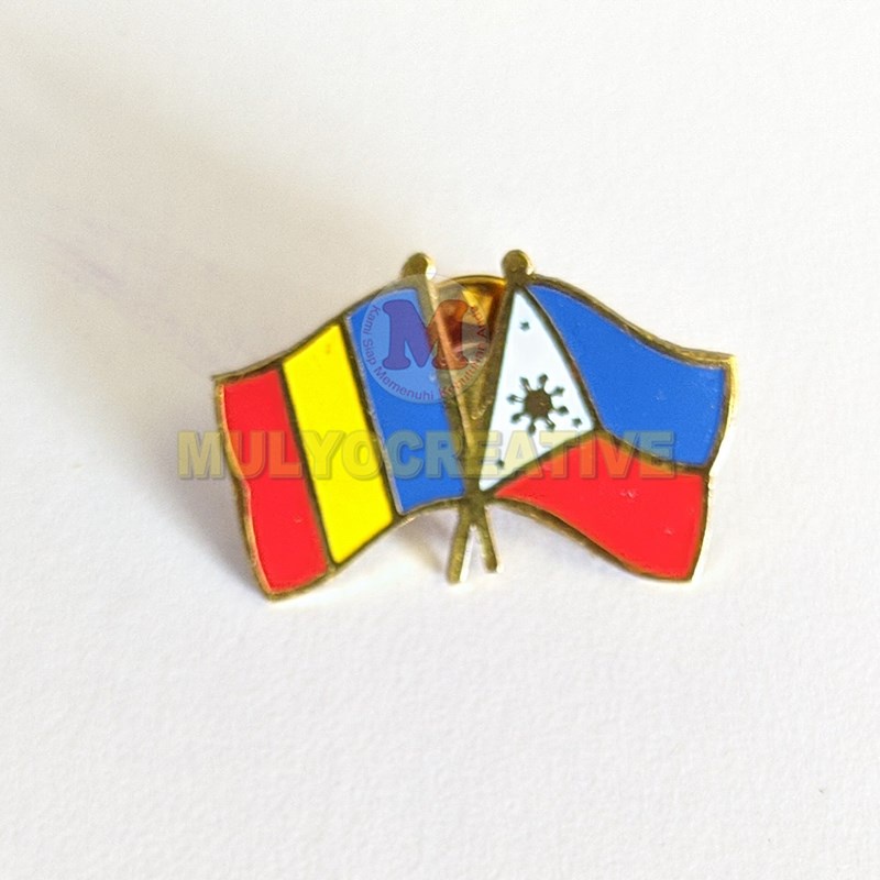 Jual Cross Flag Pin Rumania Filipina Jarum Pin Bendera Negara Romania ...