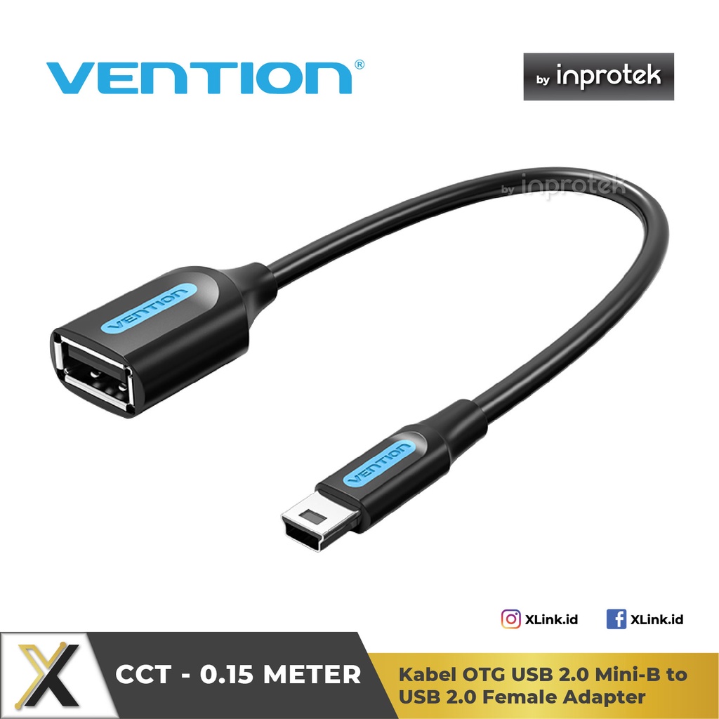 Jual Vention Kabel Mini-B Male to USB A 2.0 Female OTG Mini USB to USB ...