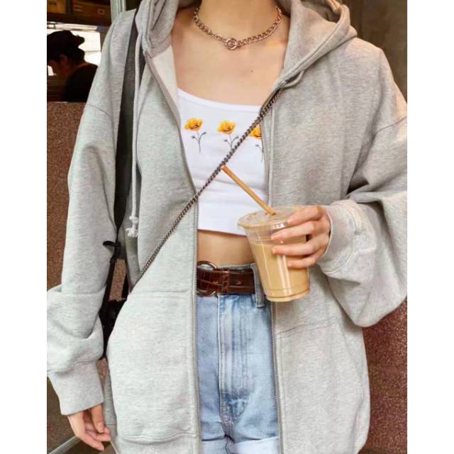 Jual Carla hoodie heather grey Brandy Melville replica FLASH SALE Shopee Indonesia