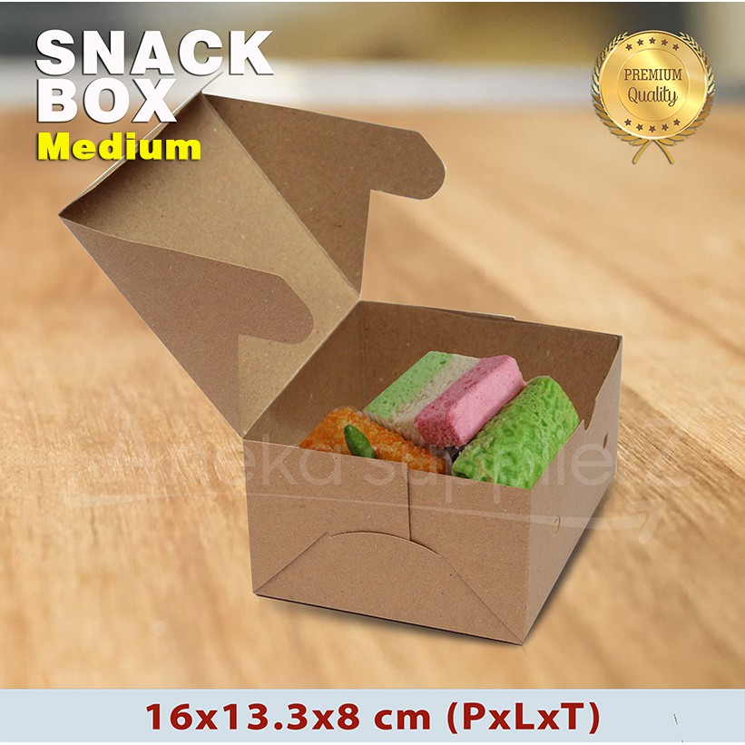 Jual Snack Box M Kraft Coklat Eco Kotak Dus Makanan 50 Pcs Shopee Indonesia