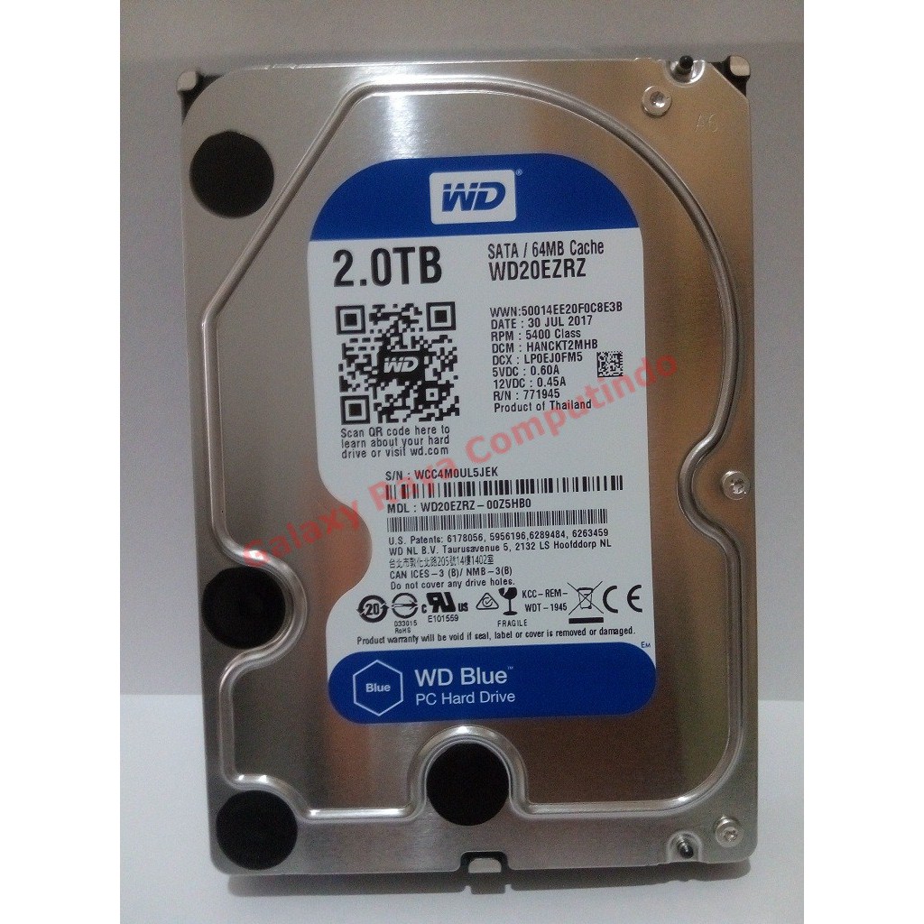 Jual WD Blue 2TB SATA3 64MB (WD20EZRZ) Garansi Resmi 2 Thn | Shopee ...
