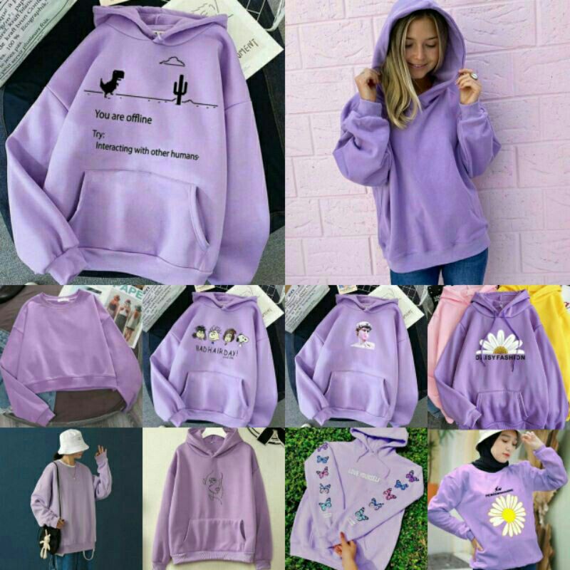 Jual LILAC SWEATER / SWEATER FLEECE / SWEATER UNGU / SWEATER HOODIE /  SWEATER TEBAL MURAH BAGUS | Shopee Indonesia