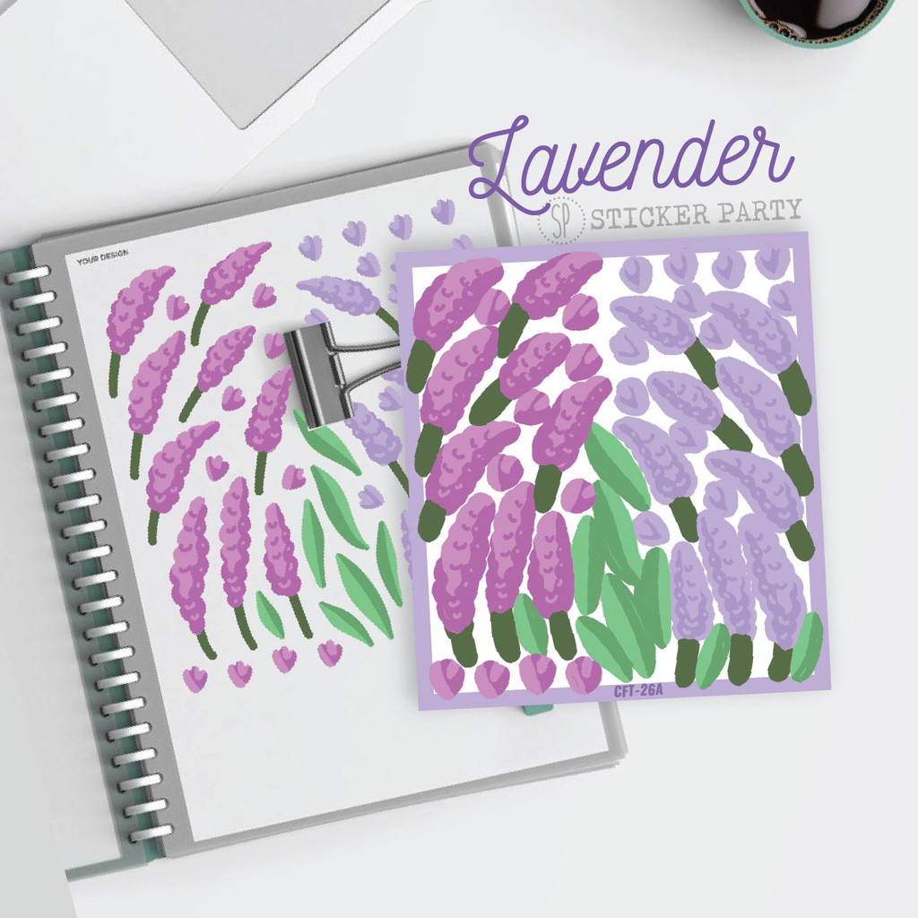 Jual Stiker Bunga Lavender Ungu Lukisan Dekorasi Jurnal Tahan Air ...
