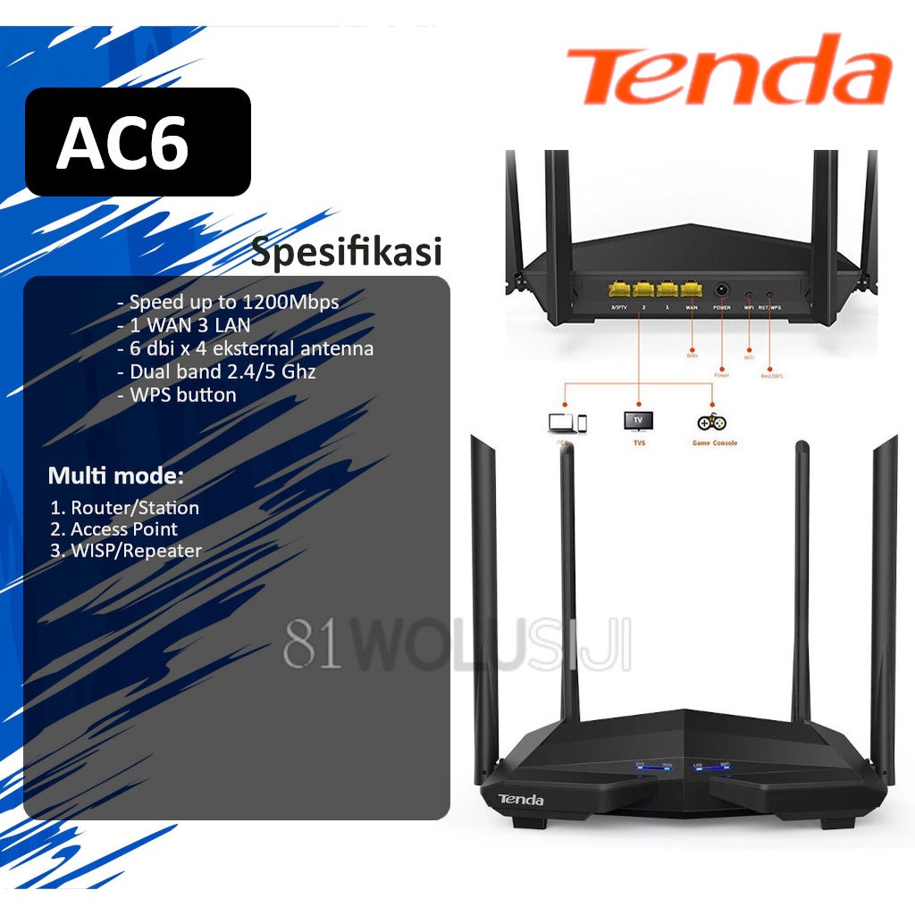 Jual TENDA AC6 - AC1200 Dual Band Wireless 2.4/5GHz Smart Router ...