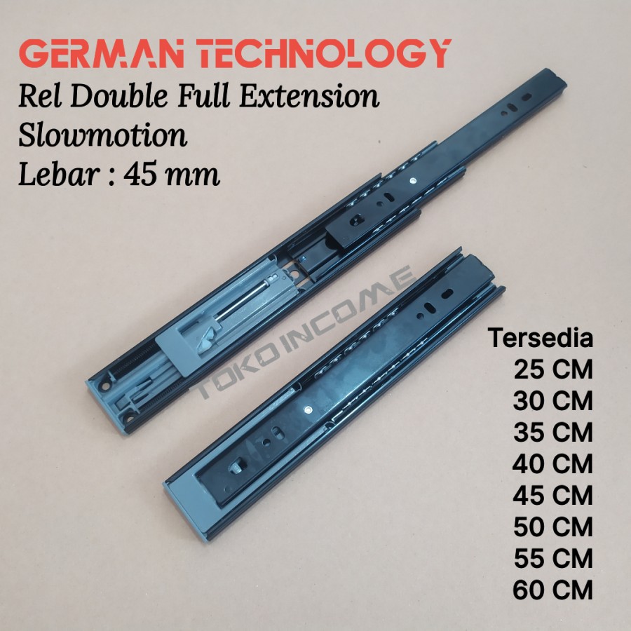 Jual Rel Laci 50 cm Double Track Slow Motion / Soft Close Full