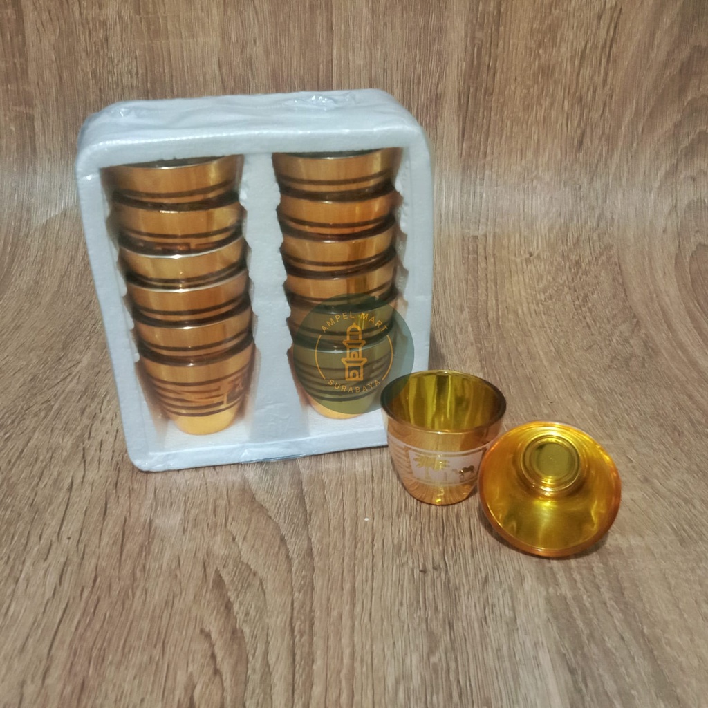 Jual Gelas Air Zamzam Gold Kaca Set 12 Pcs Gelas Cucing Shopee Indonesia 9424