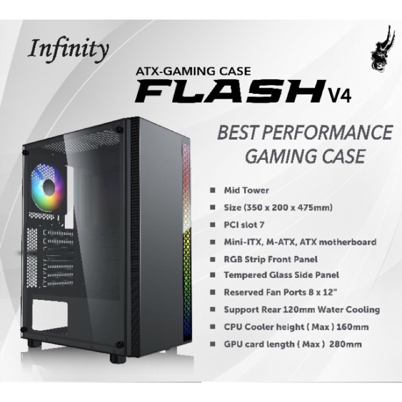 Jual CASING GAMING KOMPUTER PC CPU CASE INFINITY FLASH V4 RGB LED STRIP ...