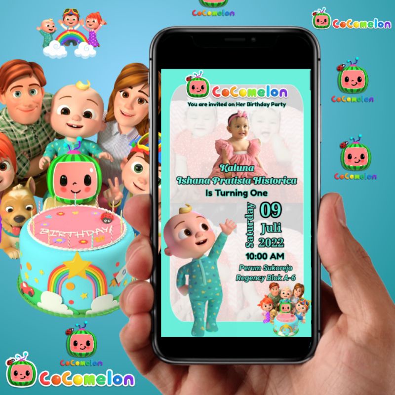 Jual Undangan Ulang Tahun Tema Cocomelon | Undangan Teman Cocomelon