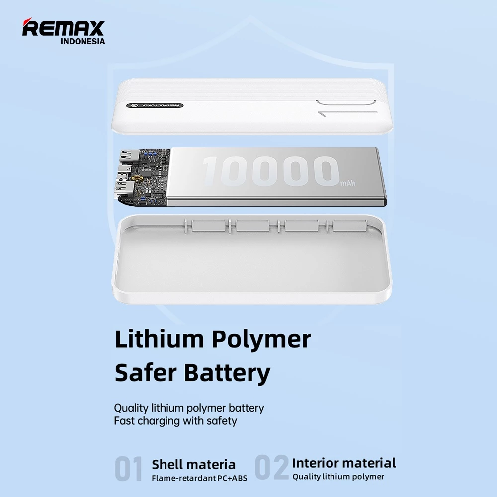 Remax Powerbank 2,1A 10000mAh 2USB Port Lamp Indicator RPP-295