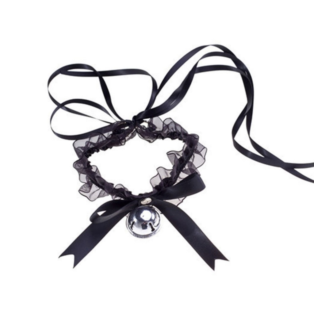 Jual CH-07 kalung choker bell lonceng besar pita renda lace nekomimi ...